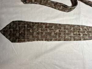 Como Collezione Men's Brown Brick Pattern Silk Necktie